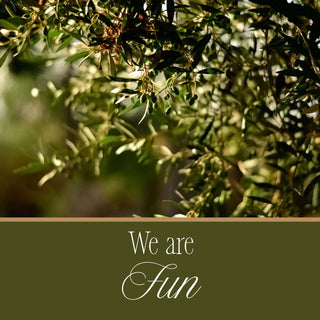 Elorae Jewelry and Accessories "We are Fun" attribute text in green with an olive tree background.