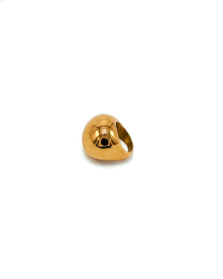 Elorae Jewelry and Accessories gold Halo ring on a white background.